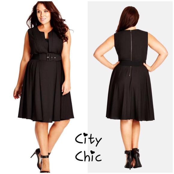 City Chic 'Vintage Veroni' Fit & Fare Dress black. Size S/16 - Picture 1 of 10